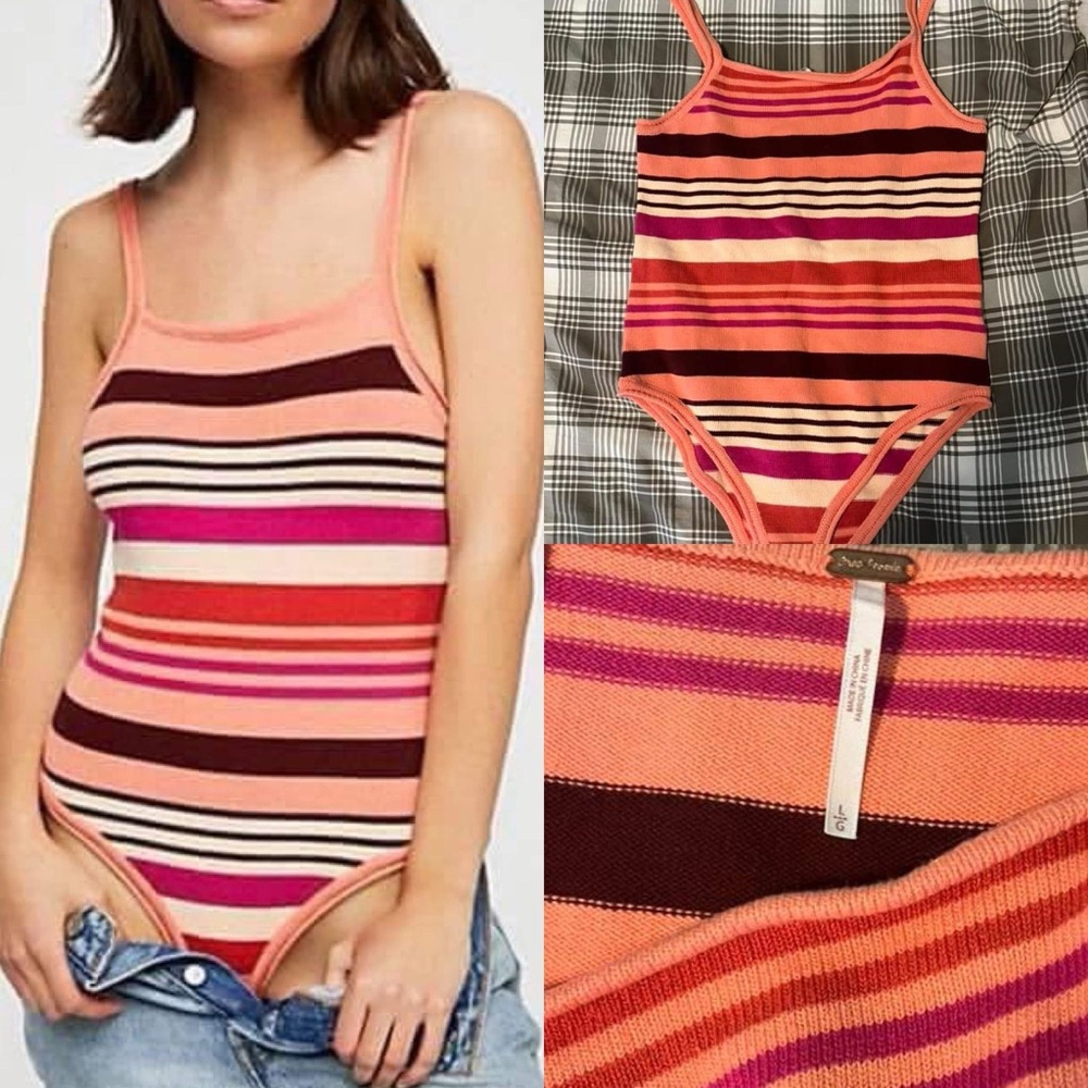 Free People Multicolor Striped Bodysuit
